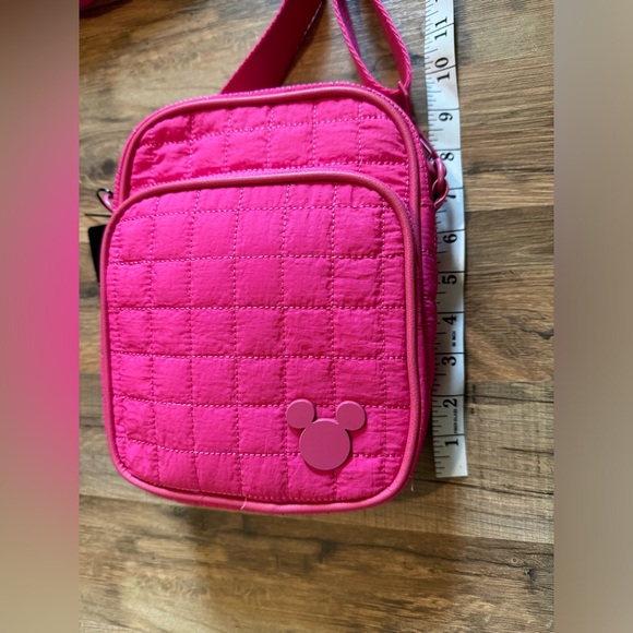 Minnie Mouse Pink Quilted Crossbody Bag with Mickey Mouse Logo - Picture 2 of 3